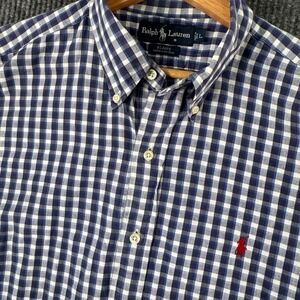 Ralph Lauren Blair Mens L Blue Gingham Check Button‎ Down Shirt Preppy Classic